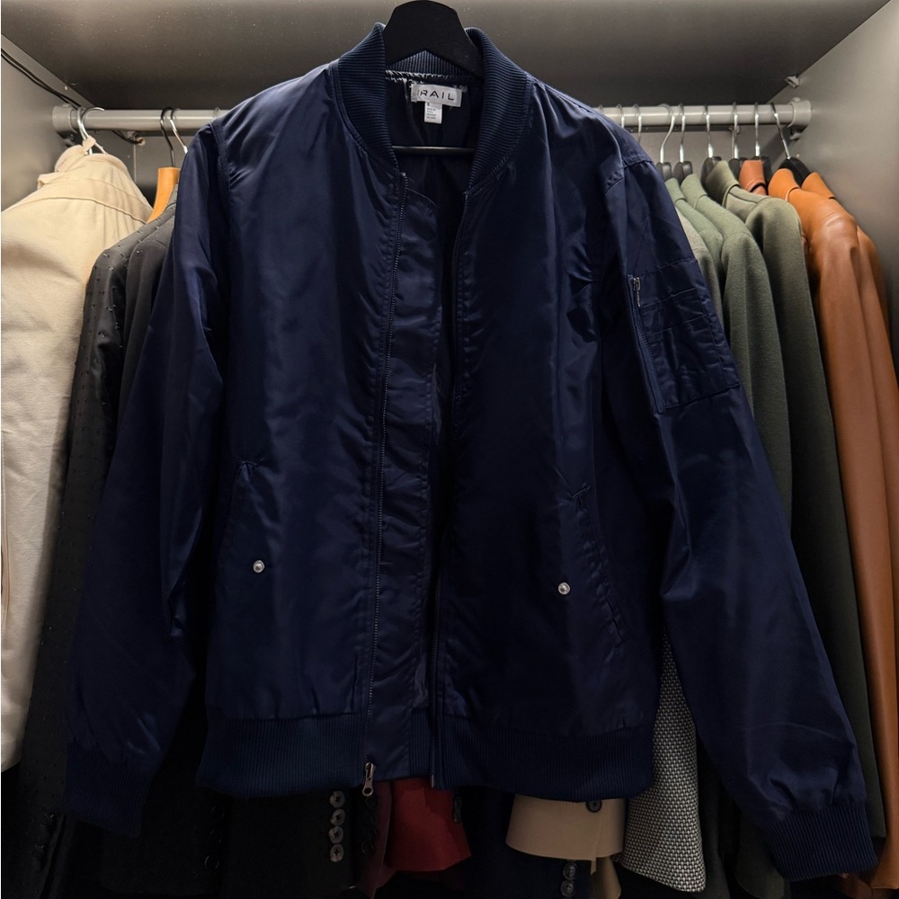 Men’s THE RAIL (Nordstrom) Nylon Bomber Jacket in Navy/Dark Blue